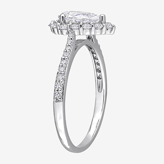 Womens 1 3/8 CT. T.W. Lab Created White Moissanite Sterling Silver Halo Engagement Ring