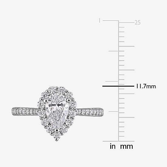 Womens 1 3/8 CT. T.W. Lab Created White Moissanite Sterling Silver Halo Engagement Ring