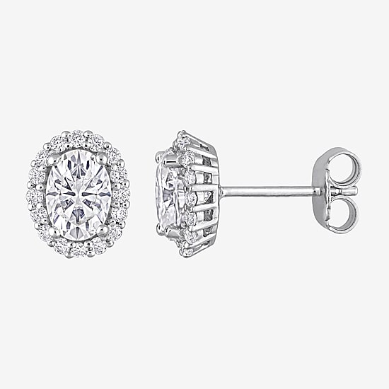2 1/3 CT. T.W. Lab Created White Moissanite Sterling Silver 9.8mm Stud Earrings