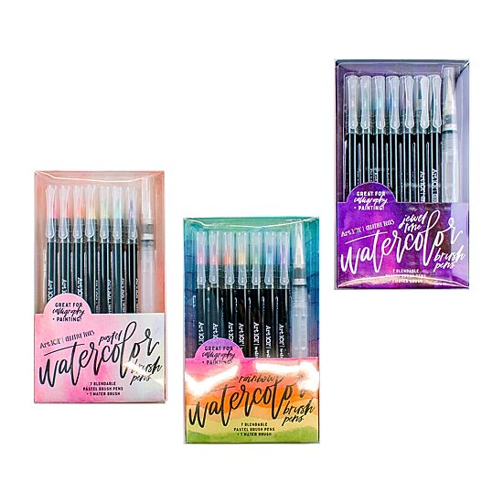Art 101 Creative Tools 3 Pack Watercolor Brush Pens in Assorted Color Themes