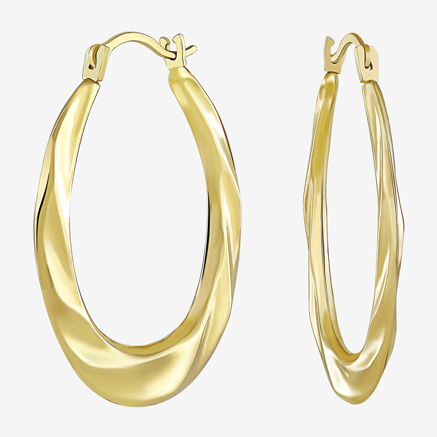 Womens 10K Gold 22mm Round Hoop Earrings