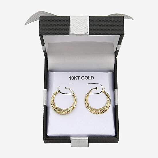 Croissant Womens 10K Gold 21.1mm Round Hoop Earrings