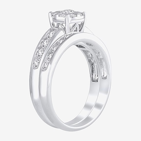 Round 1 CT.T.W. Natural Diamond Side Stone Bridal Set in 10K or 14K Gold