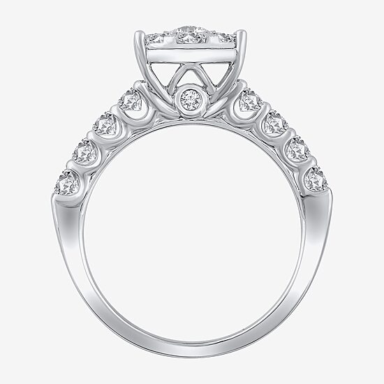Womens 2 CT. T.W. Natural White Diamond 14K Gold Round Halo Bridal Set