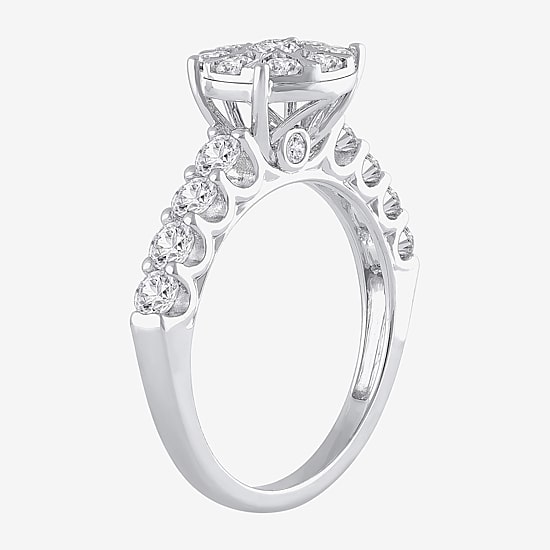 Womens 2 CT. T.W. Natural White Diamond 14K Gold Round Halo Bridal Set