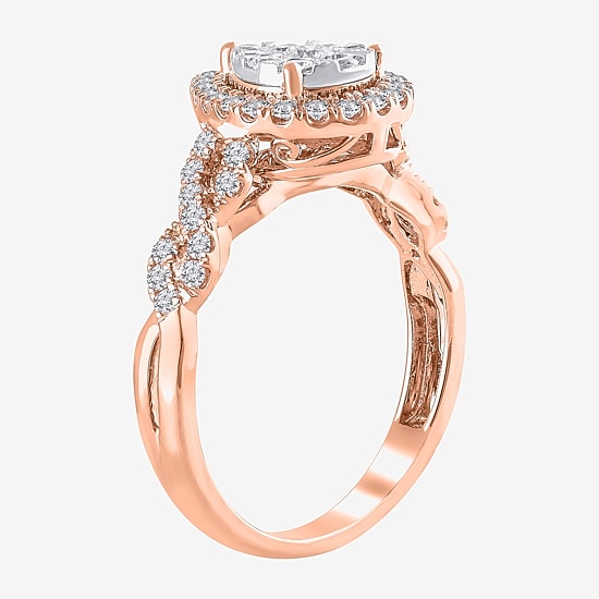 Signature By Modern Bride 1 CT.T.W. Natural Diamond Pear Shape Side Stone Halo Bridal Set in 10K or 14K Gold