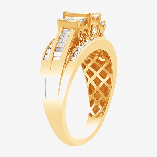 Love Lives Forever 1 CT.T.W. Natural Diamond Side Stone 3-Stone Engagement Ring in 10K or 14K Gold