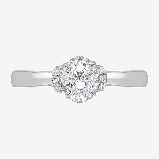 (I / I1) Womens 1 CT. T.W. Lab Grown White Diamond 10K or 14K Gold Oval Solitaire Engagement Ring