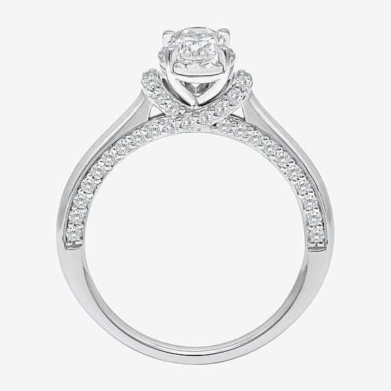 (I / I1) Womens 1 CT. T.W. Lab Grown White Diamond 10K or 14K Gold Oval Solitaire Engagement Ring