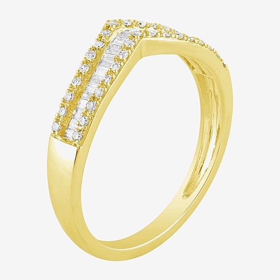 Chevron 1/4 CT.T.W. Natural Diamond 10K Gold Chevron Wedding Band