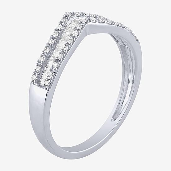 Chevron 1/4 CT.T.W. Natural Diamond 10K Gold Chevron Wedding Band