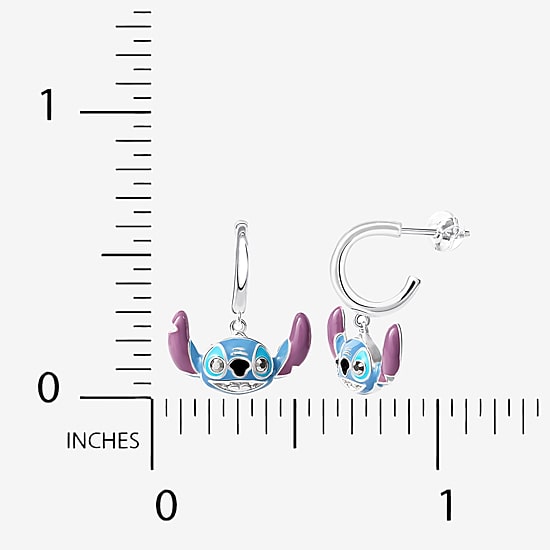 Disney Collection Girls Sterling Silver 16.1mm Lilo & Stitch Hoop Earrings