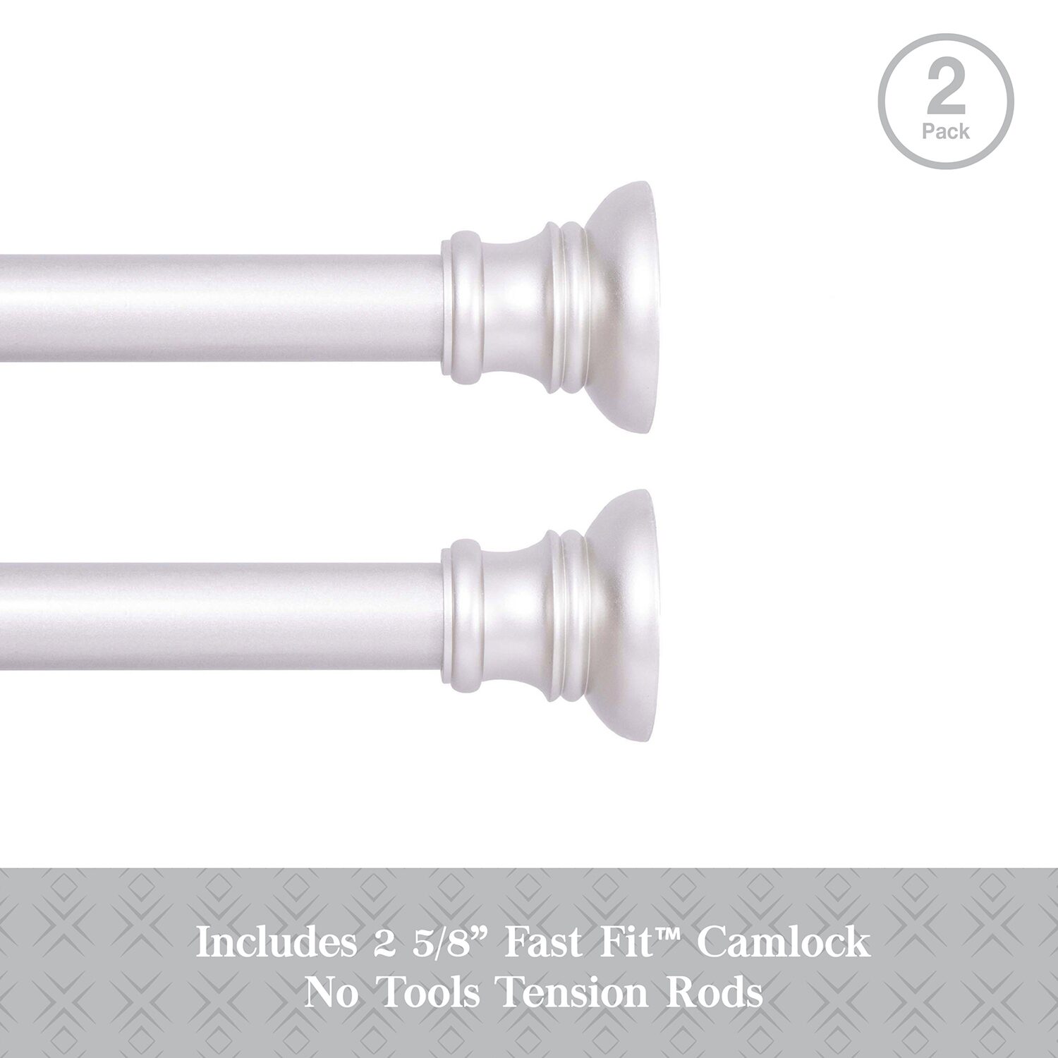 Kenney Easy Install Collection™ Fast Fit™ No Tools Nicholas 2-Pack 5/8 IN Tension Curtain Rod