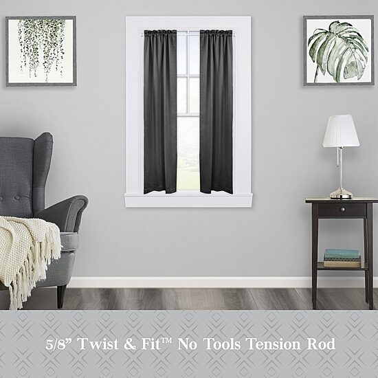 Kenney Easy Install Collection™ Fast Fit™ No Tools Nicholas 2-Pack 5/8 IN Tension Curtain Rod