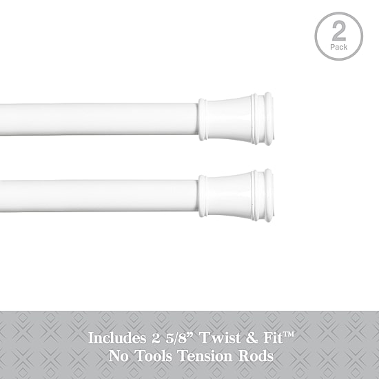 Kenney Easy Install Collection™ Fast Fit™ No Tools Rogers 2-Pack 5/8 IN Tension Curtain Rod
