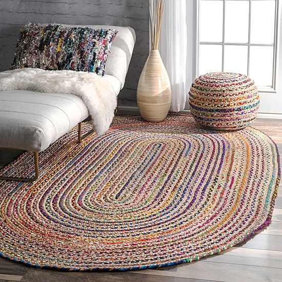 nuLoom Aleen Braided Cotton Jute Indoor Oval Area Rug