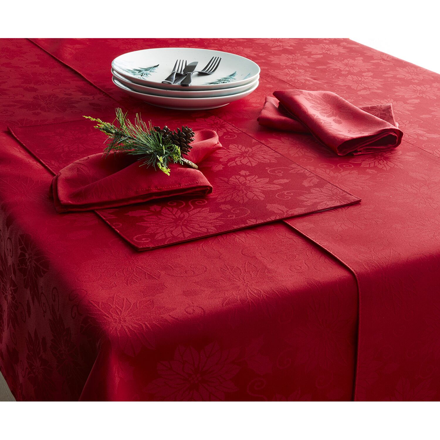 Homewear Holiday Red Jacquard Tablecloth