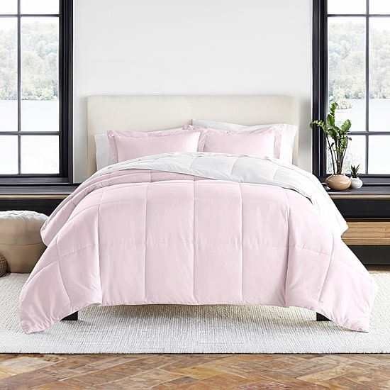 Casual Comfort Solid Reversible Lightweight Down Alternative Comforter Set