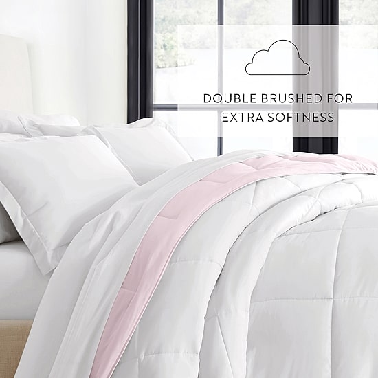 Casual Comfort Solid Reversible Lightweight Down Alternative Comforter Set