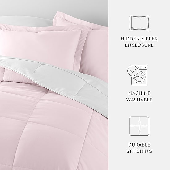 Casual Comfort Solid Reversible Lightweight Down Alternative Comforter Set