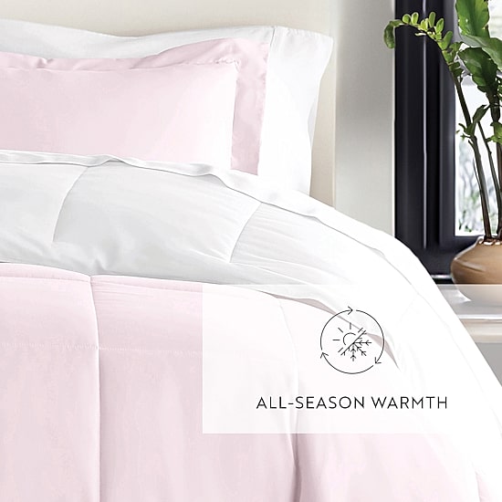 Casual Comfort Solid Reversible Lightweight Down Alternative Comforter Set