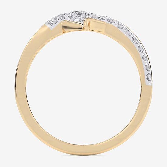 (G-H / Si1-Si2) Womens 1/4 CT. T.W. Lab Grown White Diamond 10K Gold Heart Bypass  Cocktail Ring