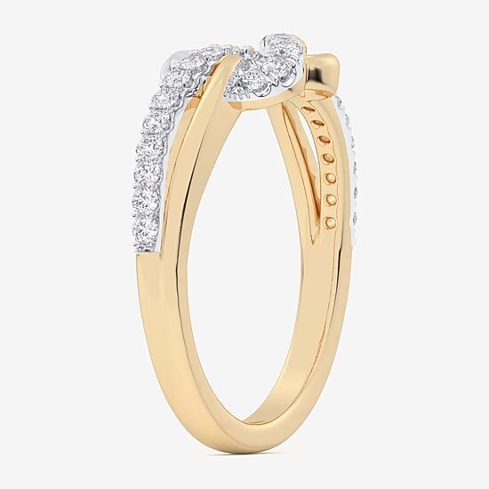 (G-H / Si1-Si2) Womens 1/4 CT. T.W. Lab Grown White Diamond 10K Gold Heart Bypass  Cocktail Ring