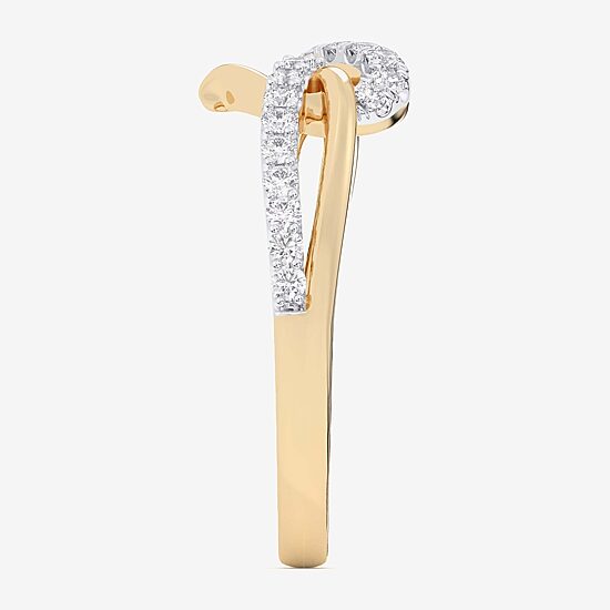 (G-H / Si1-Si2) Womens 1/4 CT. T.W. Lab Grown White Diamond 10K Gold Heart Bypass  Cocktail Ring