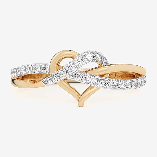 (G-H / Si1-Si2) Womens 1/4 CT. T.W. Lab Grown White Diamond 10K Gold Heart Bypass  Cocktail Ring
