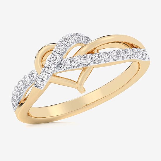 (G-H / Si1-Si2) Womens 1/4 CT. T.W. Lab Grown White Diamond 10K Gold Heart Bypass  Cocktail Ring