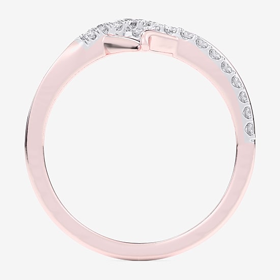 (G-H / Si1-Si2) Womens 1/4 CT. T.W. Lab Grown White Diamond 10K Gold Heart Bypass  Cocktail Ring