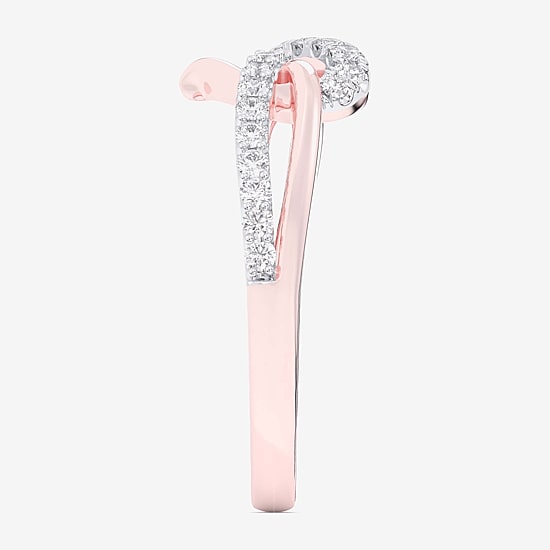 (G-H / Si1-Si2) Womens 1/4 CT. T.W. Lab Grown White Diamond 10K Gold Heart Bypass  Cocktail Ring