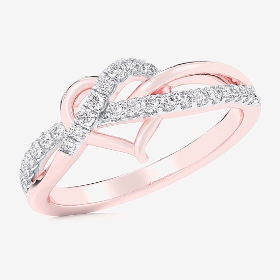 (G-H / Si1-Si2) Womens 1/4 CT. T.W. Lab Grown White Diamond 10K Gold Heart Bypass  Cocktail Ring