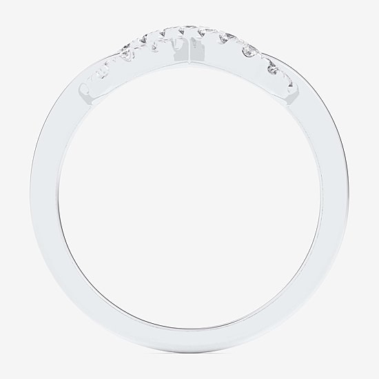 (G-H / Si1-Si2) Womens 1/4 CT. T.W. Lab Grown White Diamond 10K Gold Infinity Bypass  Cocktail Ring