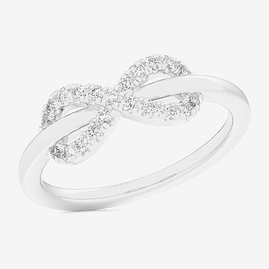(G-H / Si1-Si2) Womens 1/4 CT. T.W. Lab Grown White Diamond 10K Gold Infinity Bypass  Cocktail Ring