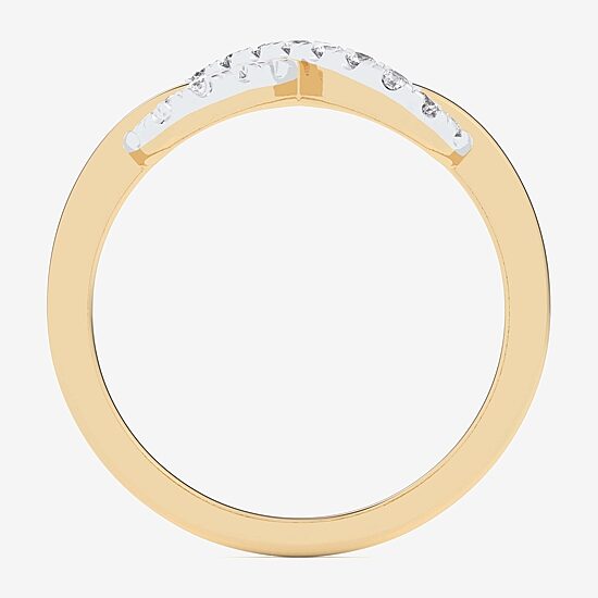 (G-H / Si1-Si2) Womens 1/4 CT. T.W. Lab Grown White Diamond 10K Gold Infinity Bypass  Cocktail Ring