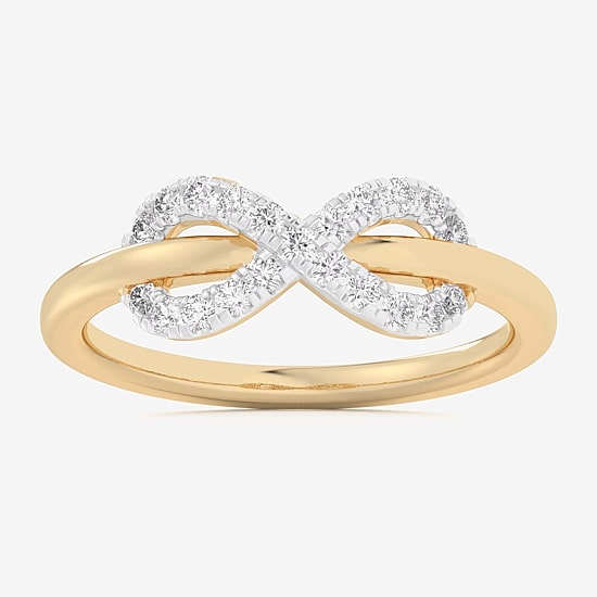 (G-H / Si1-Si2) Womens 1/4 CT. T.W. Lab Grown White Diamond 10K Gold Infinity Bypass  Cocktail Ring