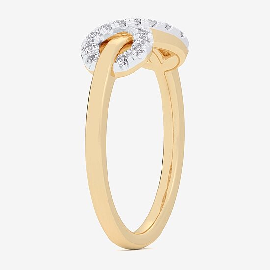 (G-H / Si1-Si2) Womens 1/4 CT. T.W. Lab Grown White Diamond 10K Gold Infinity Bypass  Cocktail Ring
