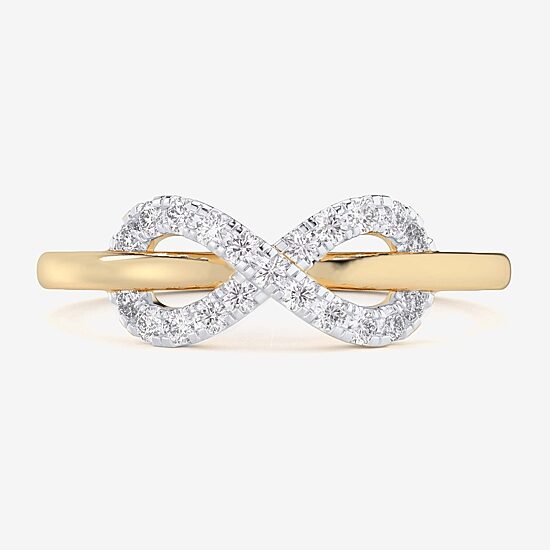 (G-H / Si1-Si2) Womens 1/4 CT. T.W. Lab Grown White Diamond 10K Gold Infinity Bypass  Cocktail Ring
