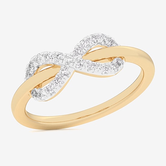 (G-H / Si1-Si2) Womens 1/4 CT. T.W. Lab Grown White Diamond 10K Gold Infinity Bypass  Cocktail Ring