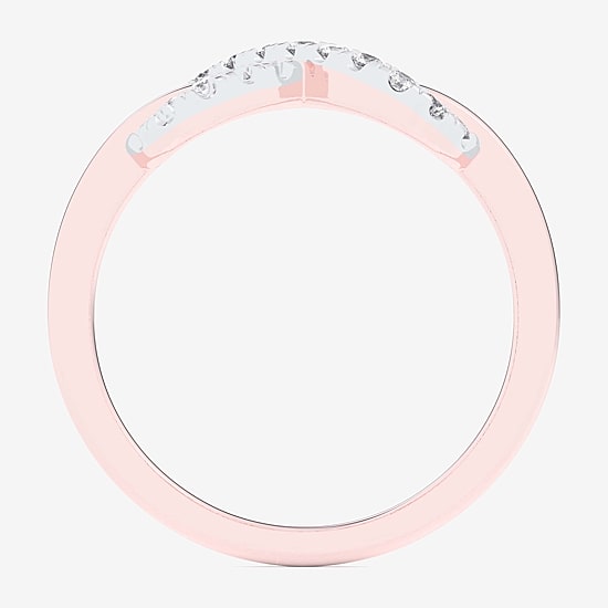 (G-H / Si1-Si2) Womens 1/4 CT. T.W. Lab Grown White Diamond 10K Gold Infinity Bypass  Cocktail Ring