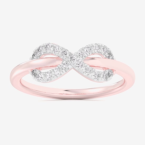 (G-H / Si1-Si2) Womens 1/4 CT. T.W. Lab Grown White Diamond 10K Gold Infinity Bypass  Cocktail Ring