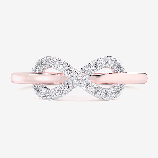 (G-H / Si1-Si2) Womens 1/4 CT. T.W. Lab Grown White Diamond 10K Gold Infinity Bypass  Cocktail Ring
