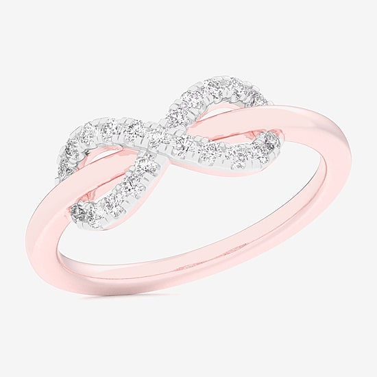 (G-H / Si1-Si2) Womens 1/4 CT. T.W. Lab Grown White Diamond 10K Gold Infinity Bypass  Cocktail Ring