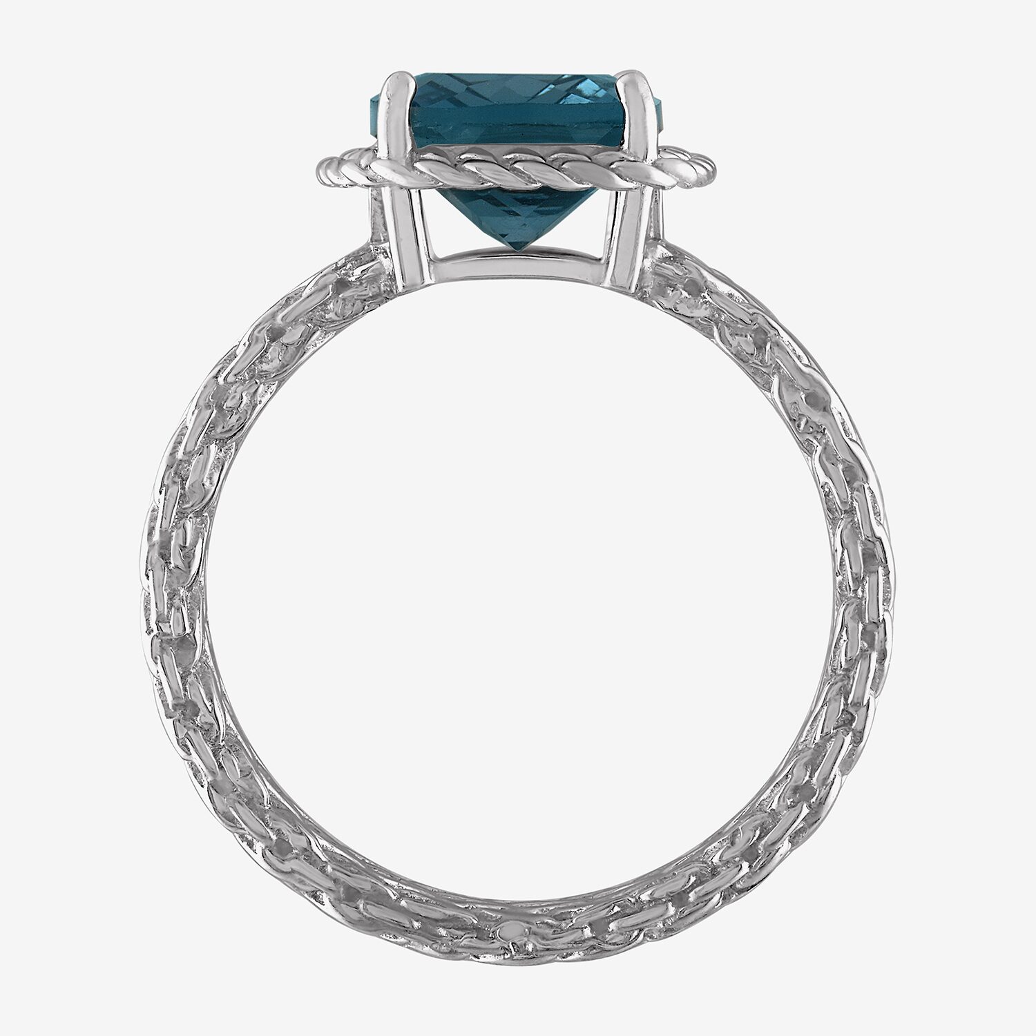 Womens Genuine Blue Topaz Sterling Silver Cushion Cocktail Ring
