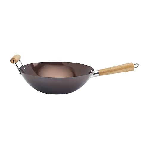Infuse Asian Carbon Steel 13.75" Wok with Assist Handle - Black