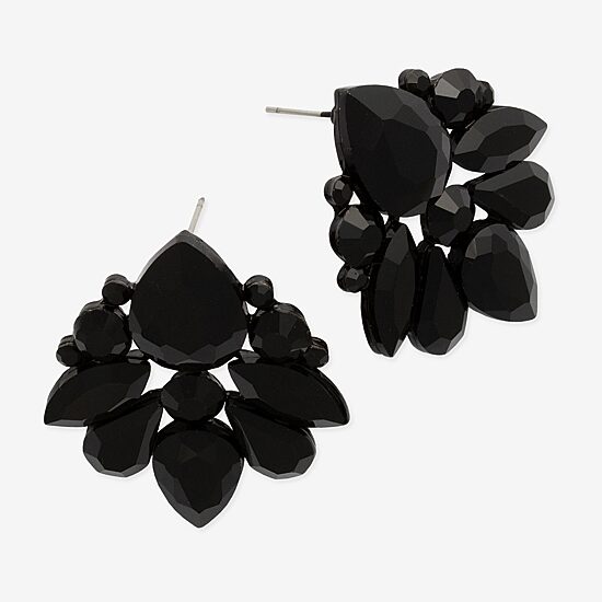 Bijoux Bar Womens Black Glass Drop Earrings
