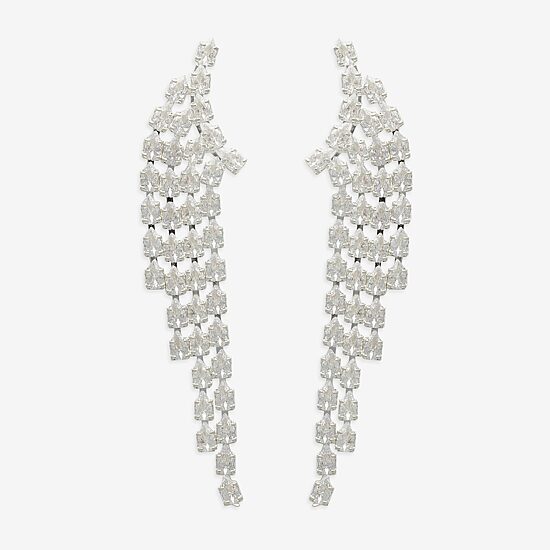 Bijoux Bar Silver Tone Womens Cubic Zirconia Drop Earrings