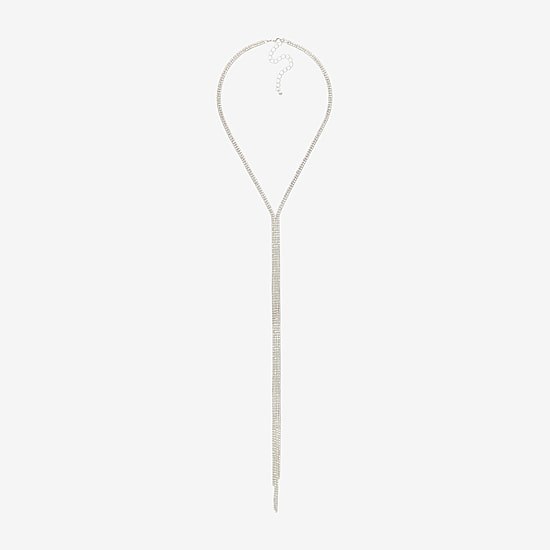 Bijoux Bar Silver Tone Womens Glass 18 1/2 Inch Y Necklace