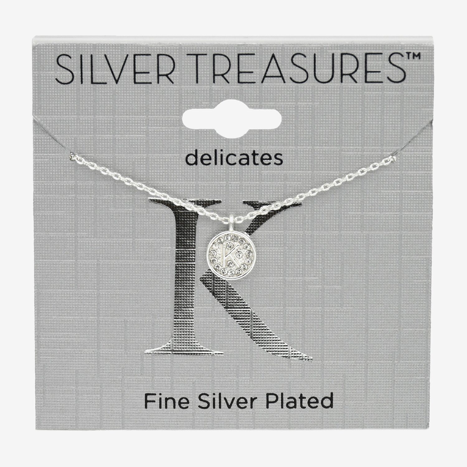 Silver Treasures Delicates Initial Womens Crystal Pure Over Brass Round 16 Inch Pendant Necklace